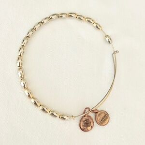 Alex and Ani Ribbed Gold Tone Bangle Bracelet